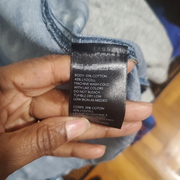 BDG Polka Dot Denim Button Down Shirt Blue and White Size S - Picture 9 of 9